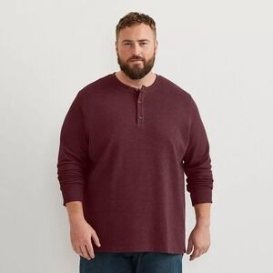 Men's Eddie Bauer 3XL Tall Thermal Black Cherry Henley Long Sleeve NWT